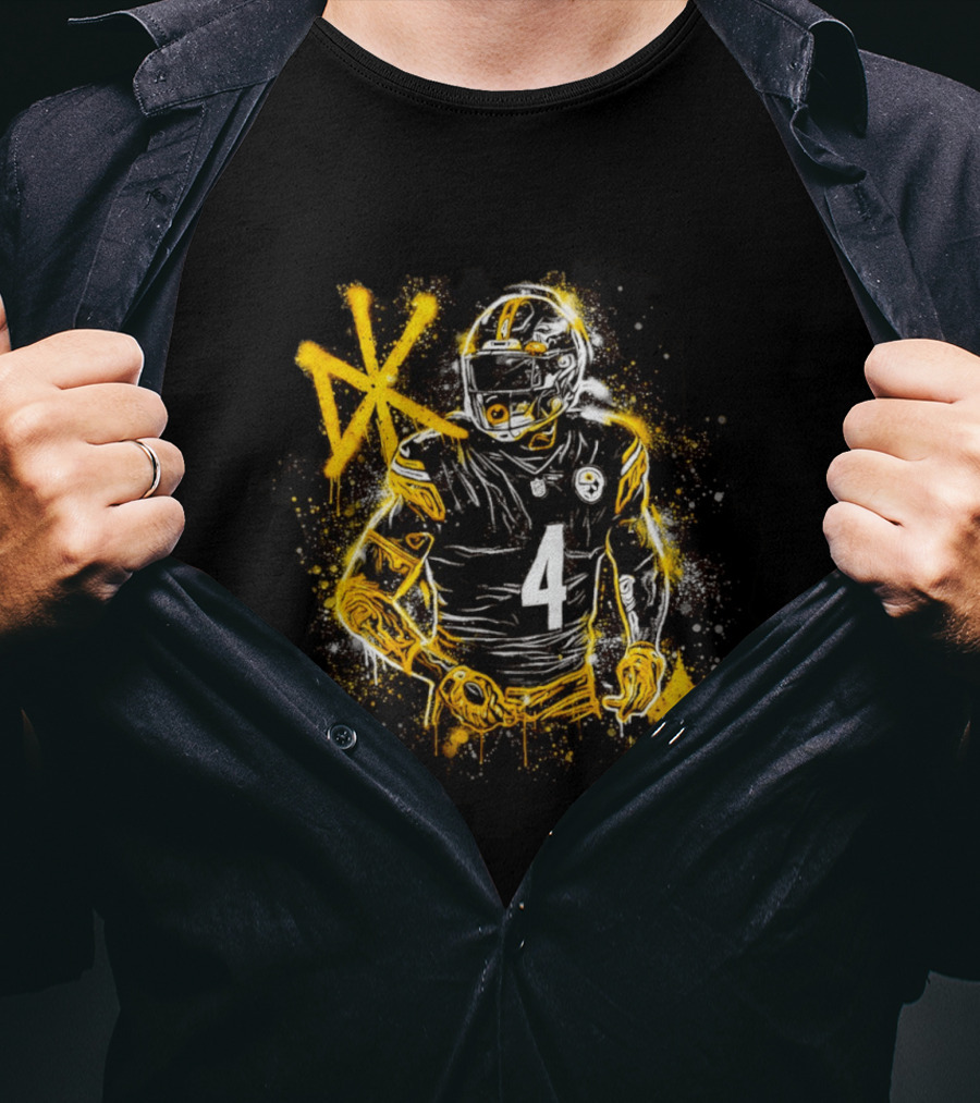 Pittsburgh Steelers Number 4 Player Graffiti T-Shirt