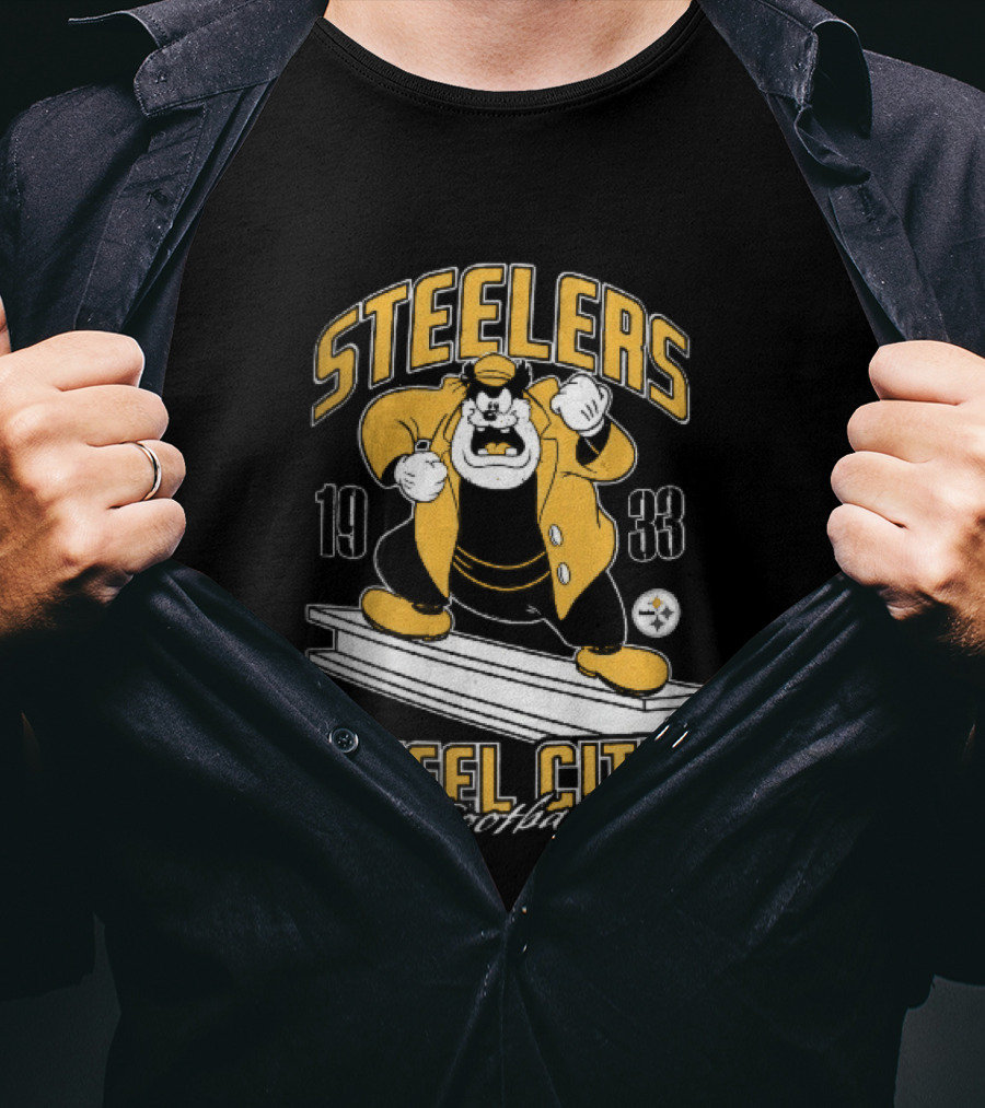 Pittsburgh Steelers 1933 Steel City Football Cartoon Beam T-Shirt