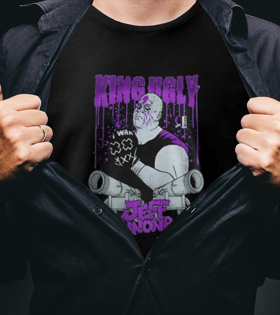 King Ugly War Jeff Cannonball Bald Wrestler Cannons Purple Dripping Paint T-Shirt
