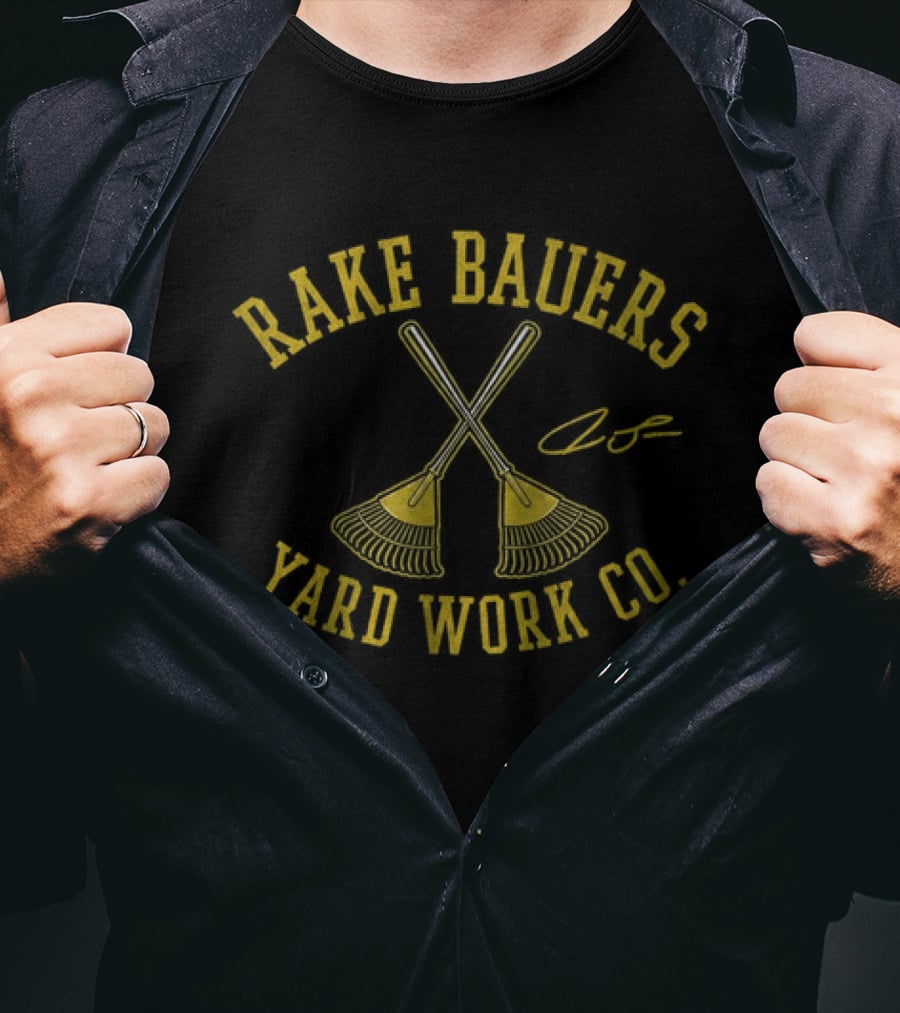 Rake Bauers Yard Work Co Crossed Rakes T-Shirt