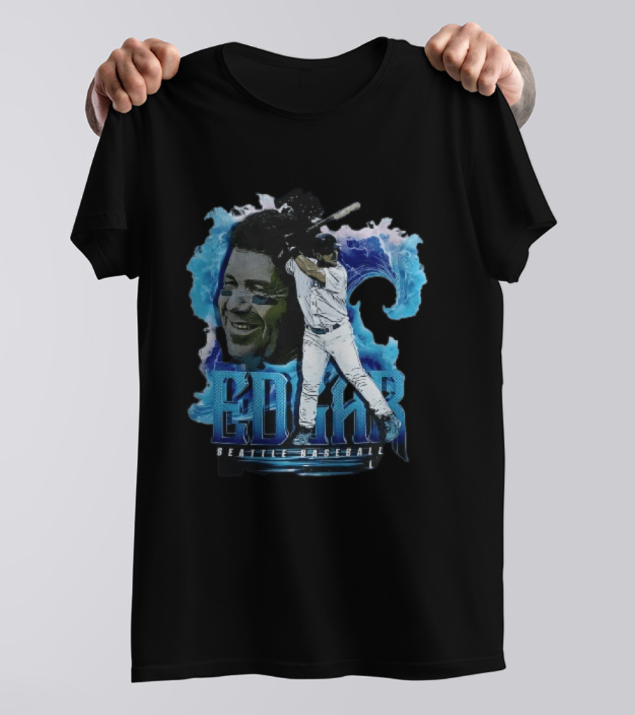 Edgar Seattle Baseball Batter Swinging Water Splash Bootleg T-Shirt