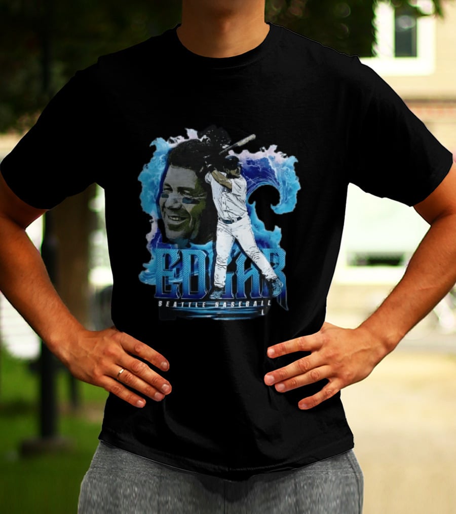 Edgar Seattle Baseball Batter Swinging Water Splash Bootleg T-Shirt