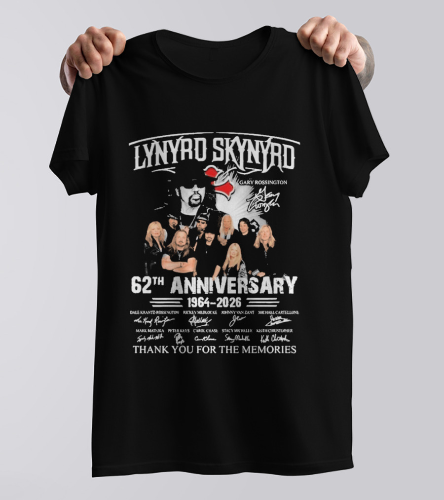 Lynyrd Skynyrd 62th Anniversary 1964 2026 Signatures Thank You For The Memories T-Shirt
