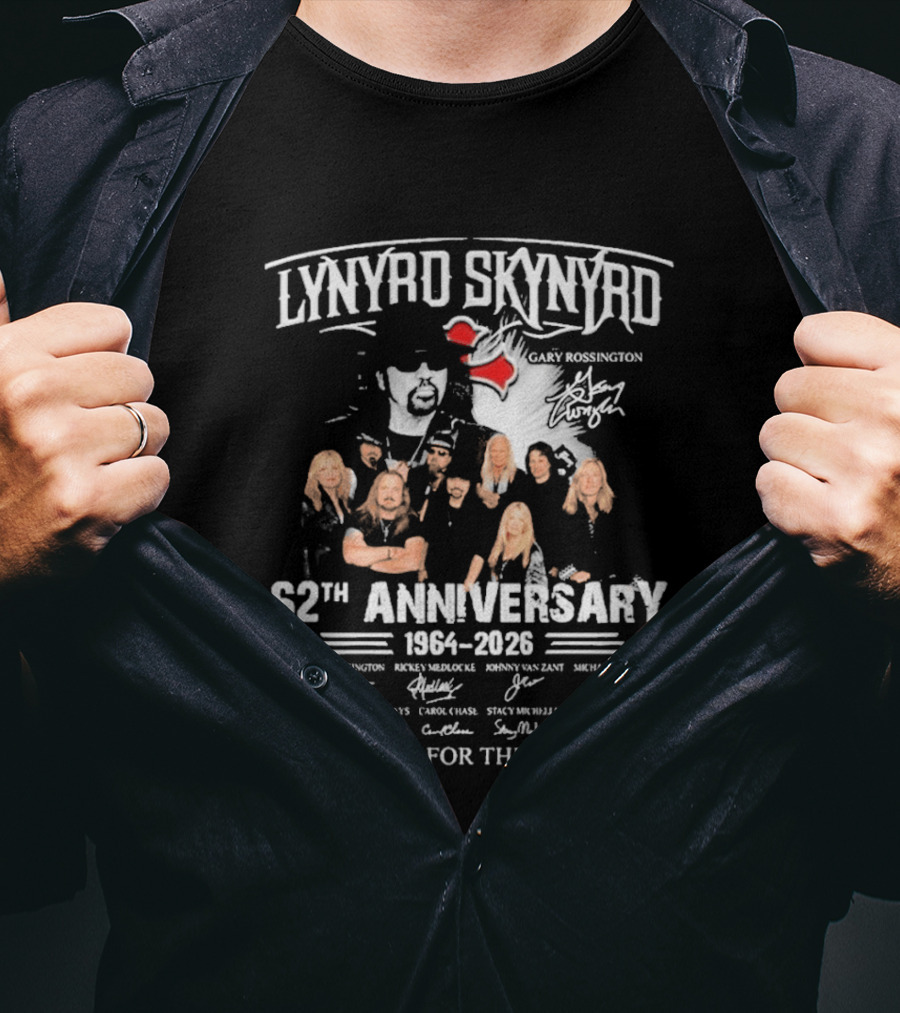 Lynyrd Skynyrd 62th Anniversary 1964 2026 Signatures Thank You For The Memories T-Shirt