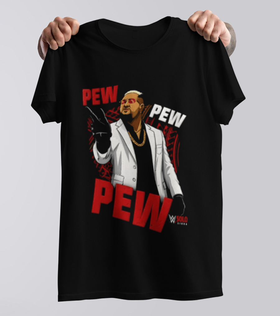 Solo Sikoa Pew Pew WWE Finger Guns White Suit Red Glasses T-Shirt
