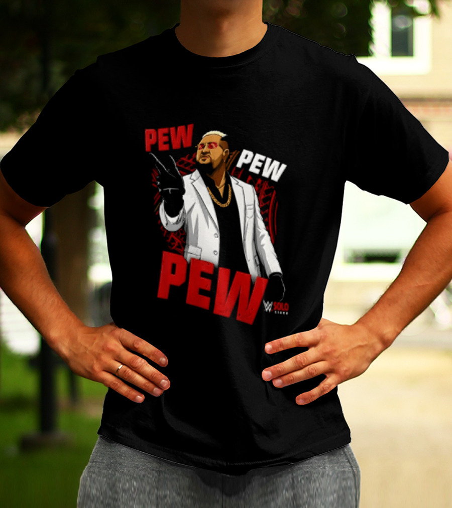 Solo Sikoa Pew Pew WWE Finger Guns White Suit Red Glasses T-Shirt