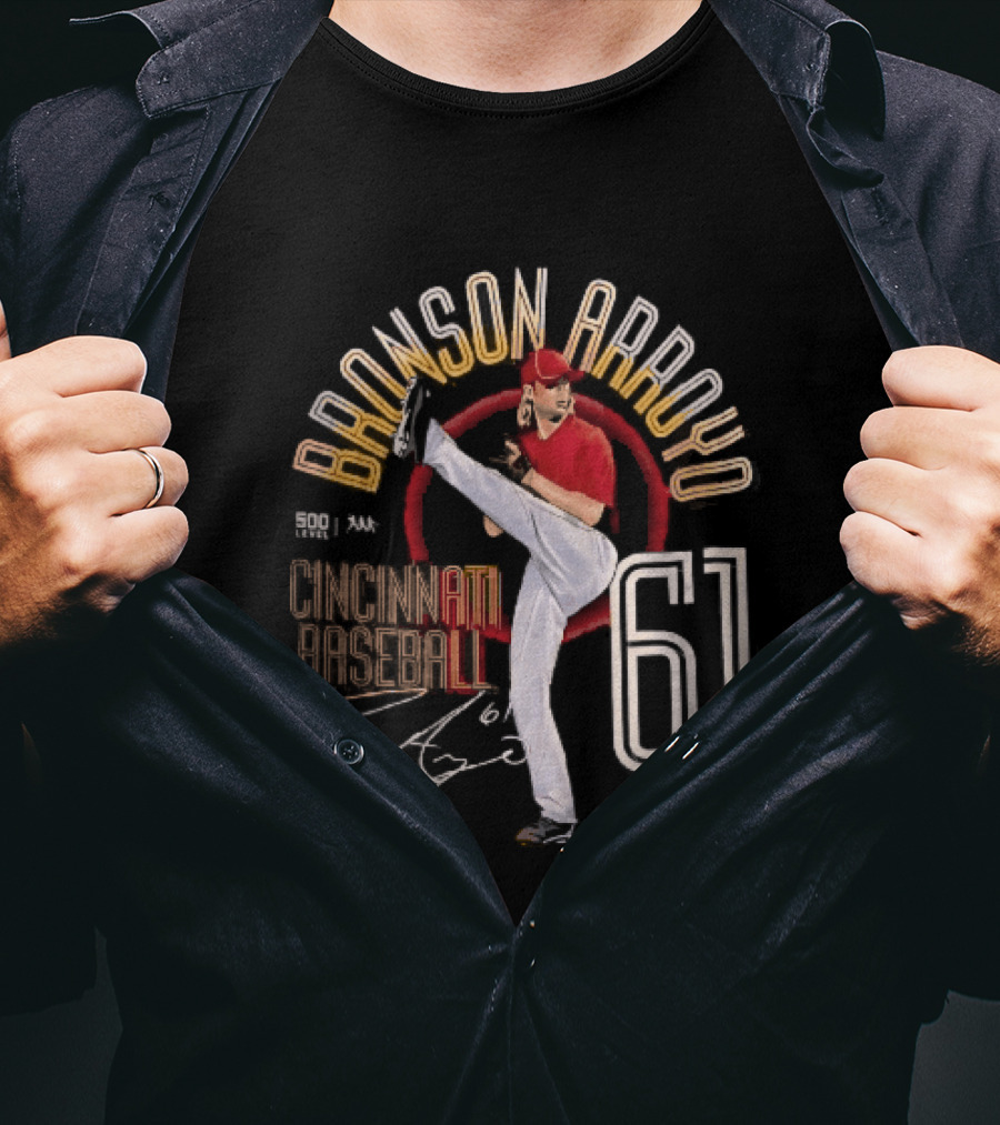 Cincinnati Baseball Bronson Arroyo 61 High Leg Kick T-Shirt