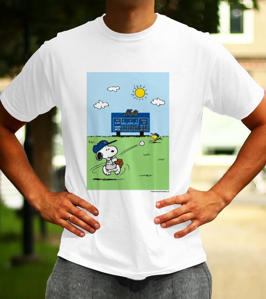 2026 Mets Snoopy Woodstock Baseball Game Scoreboard T-Shirt