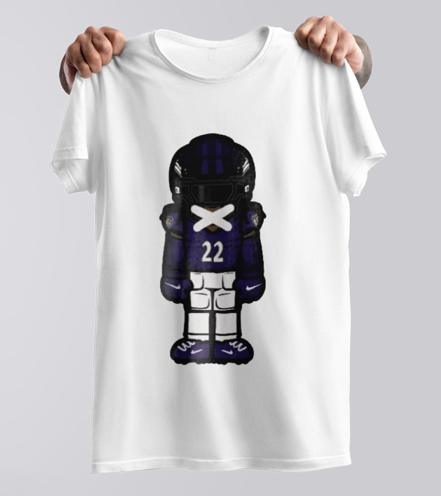 Baltimore Ravens Number 22 Cartoon Character Purple Uniform Football Player T-Shirt