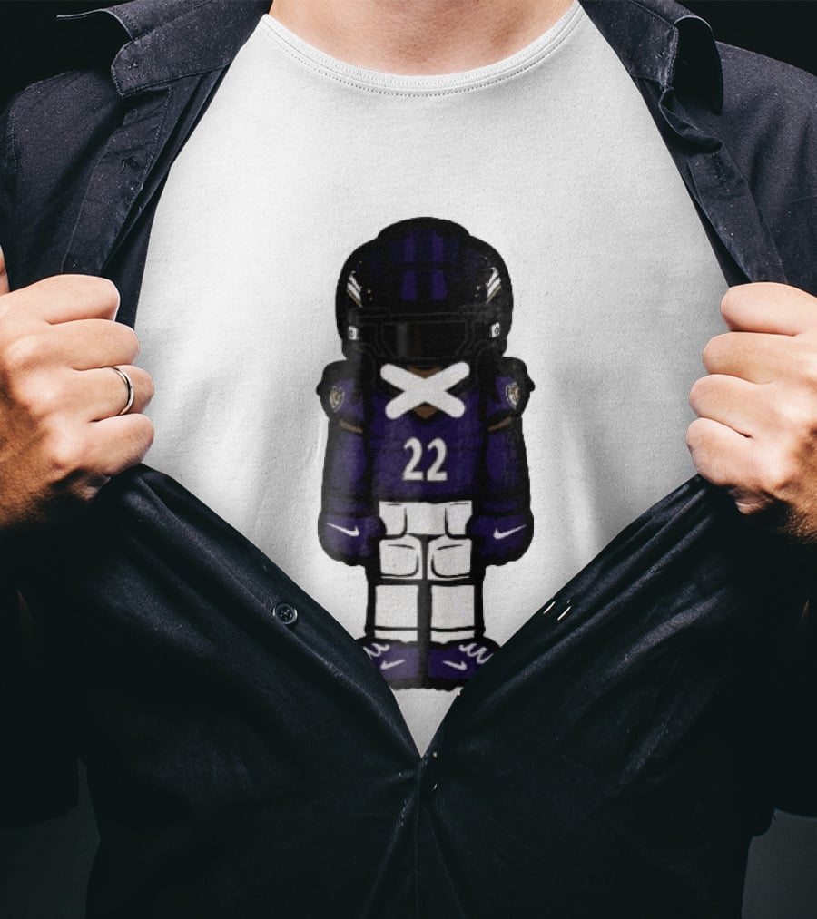 Baltimore Ravens Number 22 Cartoon Character Purple Uniform Football Player T-Shirt
