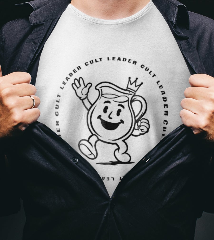 Cult Leader Cartoon Pitcher Waving Crown T-Shirt