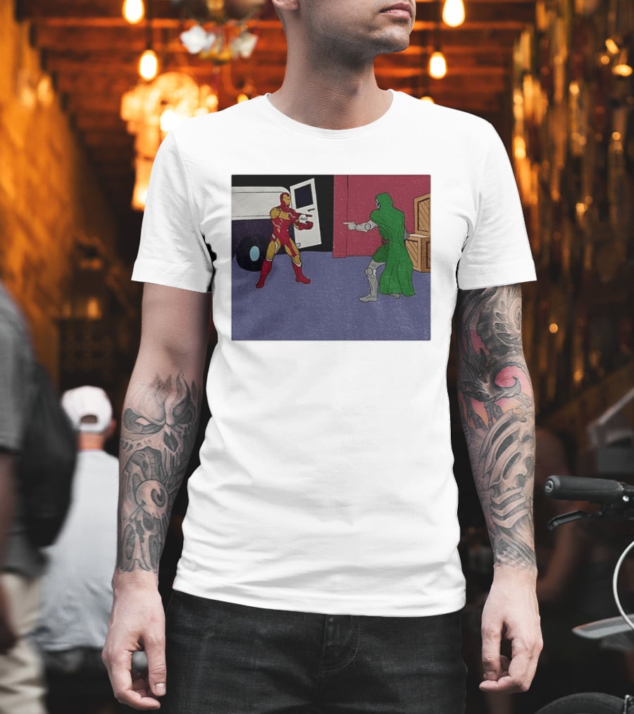 Doctor Doom Vs Ironman Pointing Meme Standoff T-Shirt