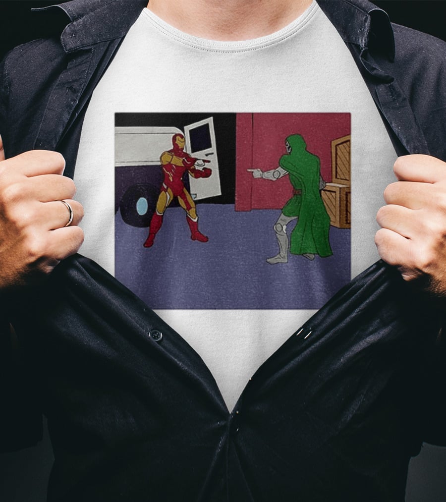 Doctor Doom Vs Ironman Pointing Meme Standoff T-Shirt