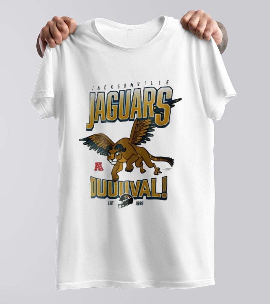 Jacksonville Jaguars Duuuval Winged Creature Est 1995 Football Helmet Cartoon T-Shirt