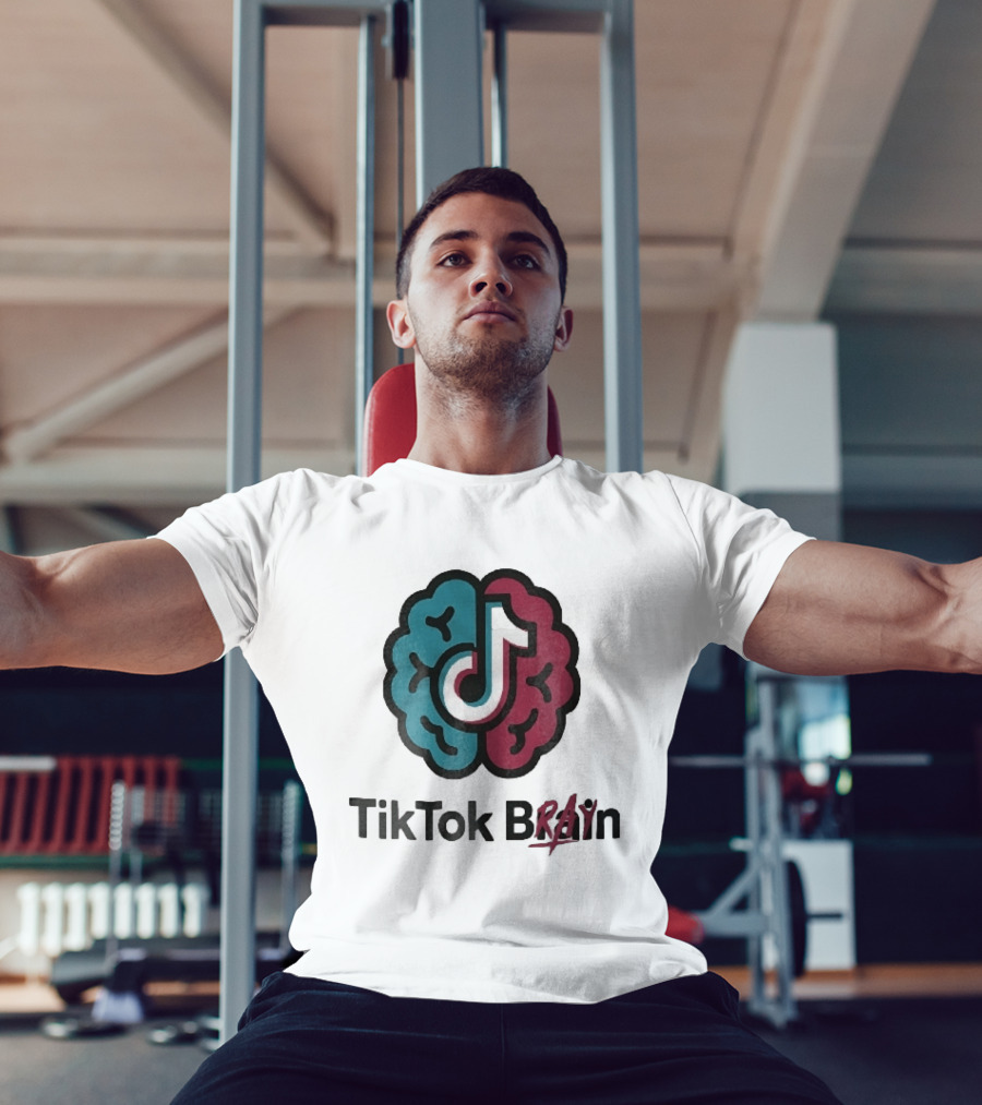 TikTok Brain Rot Teal Pink Hemispheres Music Note T-Shirt