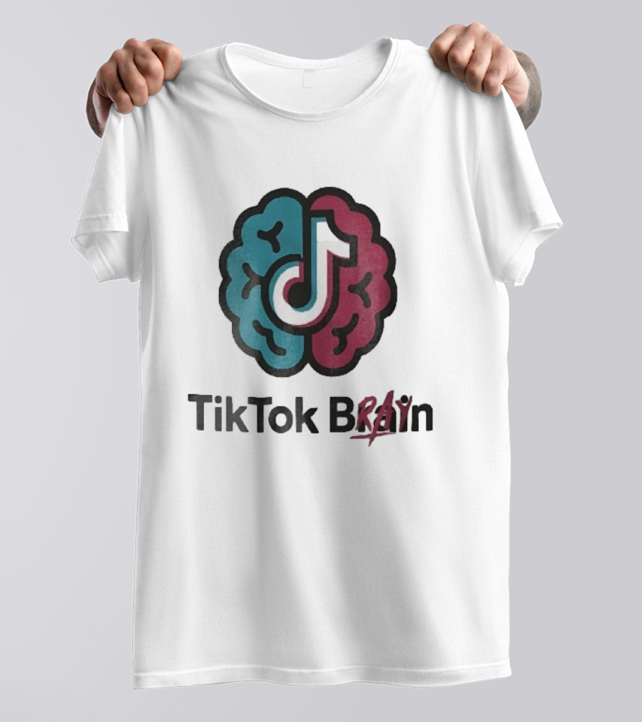 TikTok Brain Rot Teal Pink Hemispheres Music Note T-Shirt