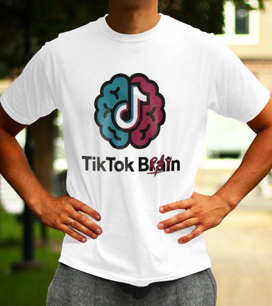 TikTok Brain Rot Teal Pink Hemispheres Music Note T-Shirt