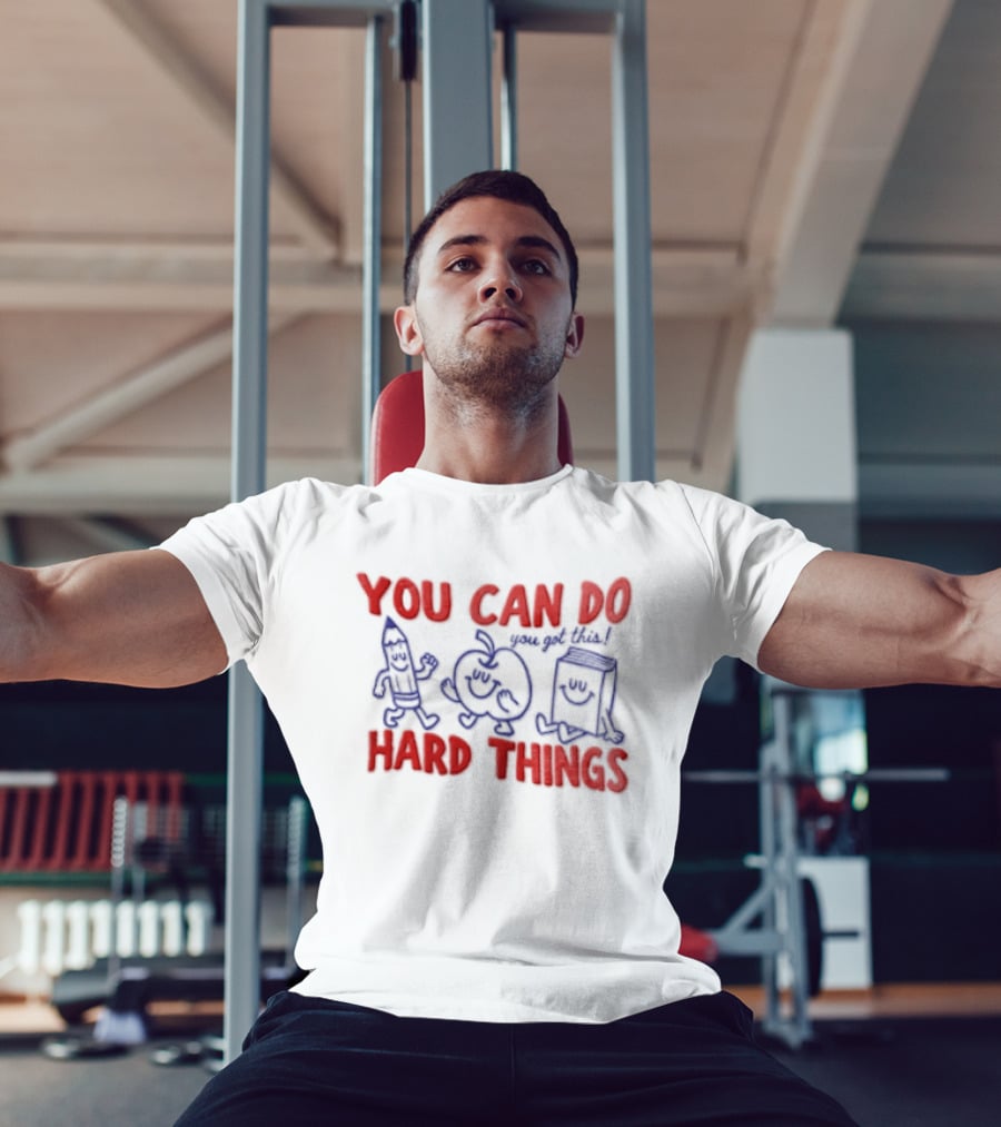 You Can Do Hard Things Inspirational Teacher Motivational Pencil Apple Books T-Shirt