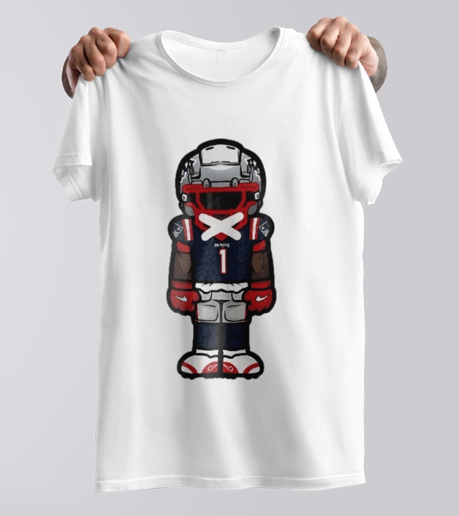 Patriots Chibi Player Jersey Number 1 Cartoon Football T-Shirt