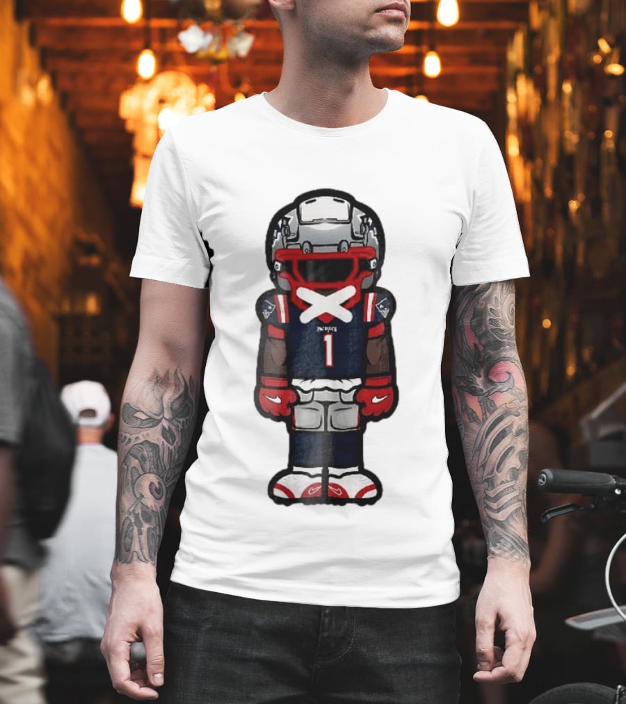 Patriots Chibi Player Jersey Number 1 Cartoon Football T-Shirt