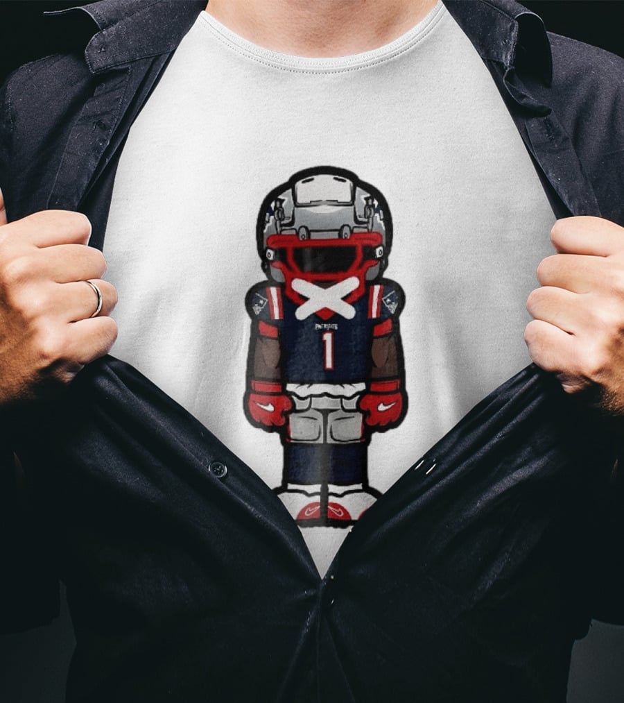 Patriots Chibi Player Jersey Number 1 Cartoon Football T-Shirt