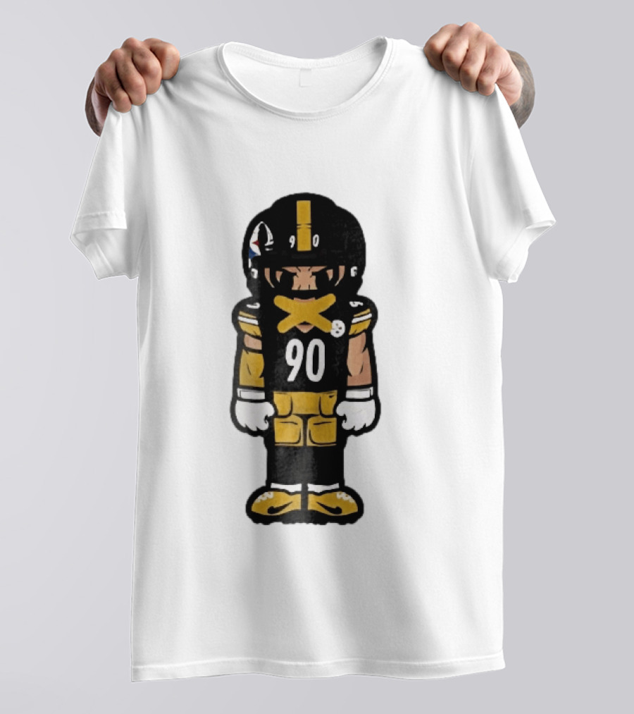 Pittsburgh Steelers 90 Cartoon Football Player Yellow Tape Mouth Iconic Team T-Shirt