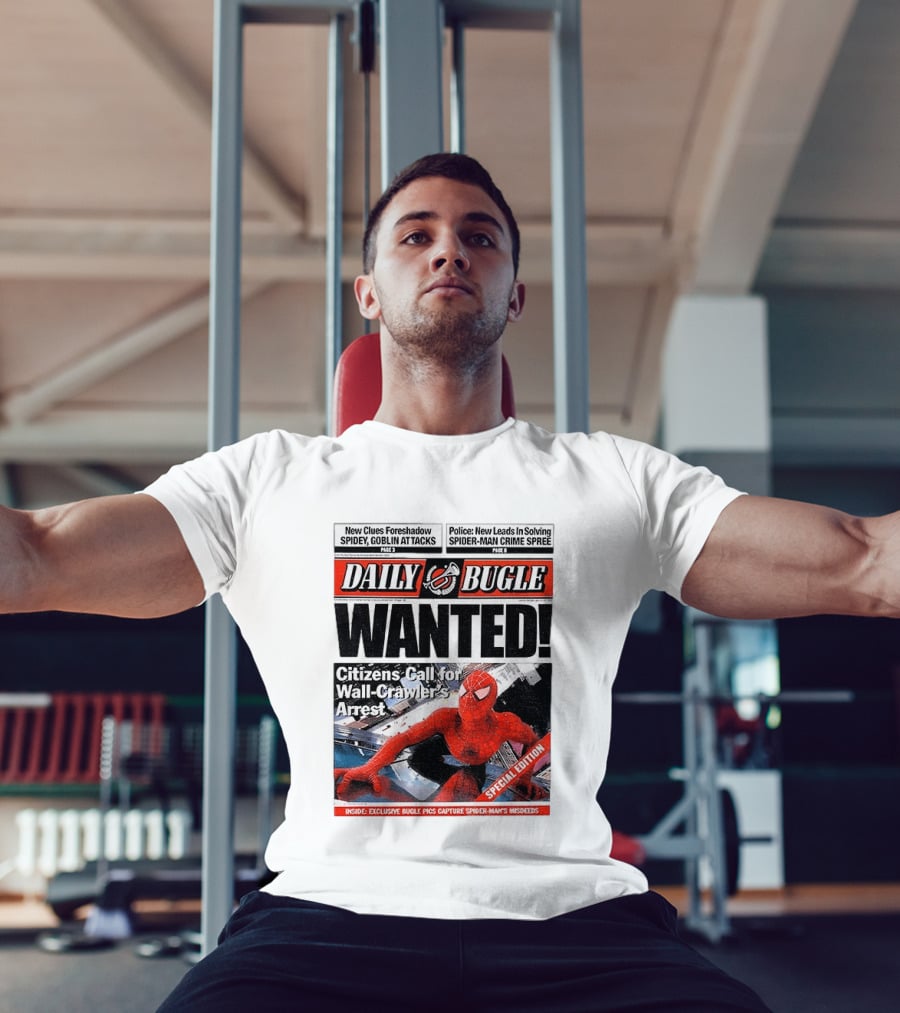 Daily Bugle Wanted Citizens Call Wall Crawler's Arrest Special Edition Spiderman Goblin Police Crime Spree T-Shirt