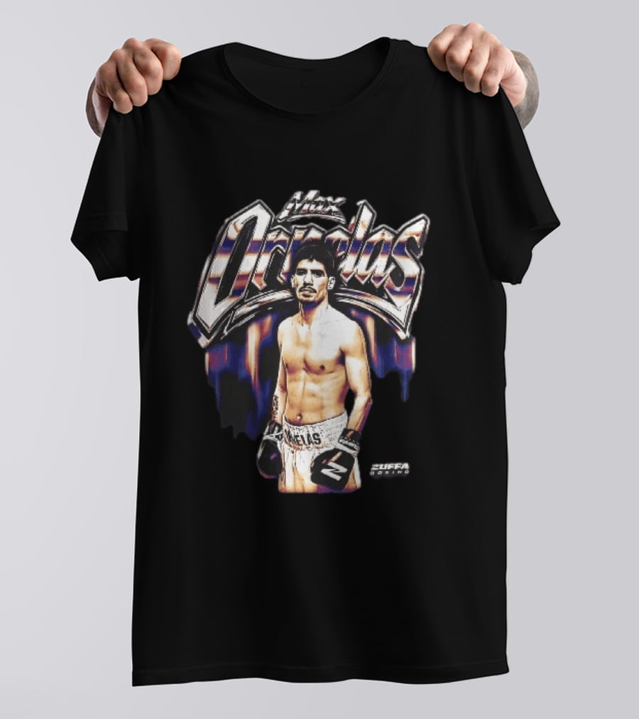 Max Ornelas Boxer Stance Metallic Chrome Lettering Flames Zuffa Boxing Bootleg T-Shirt