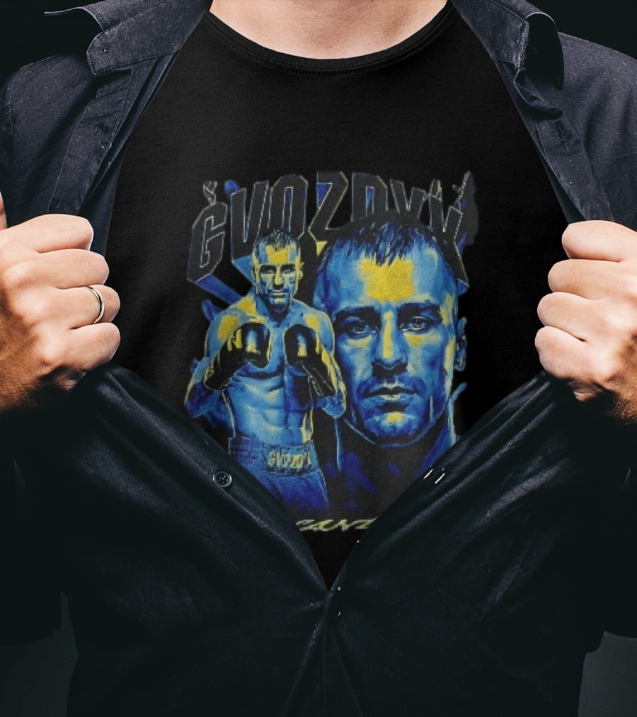 Gvozdyk Oleksandr Zuffa Boxing Yellow Blue Boxer Bootleg T-Shirt
