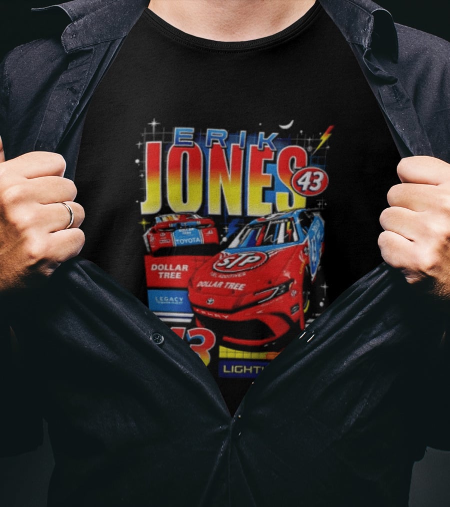 Erik Jones 43 Dollar Tree Toyota Legacy Motor Club Lighting It Up Racing Car T-Shirt