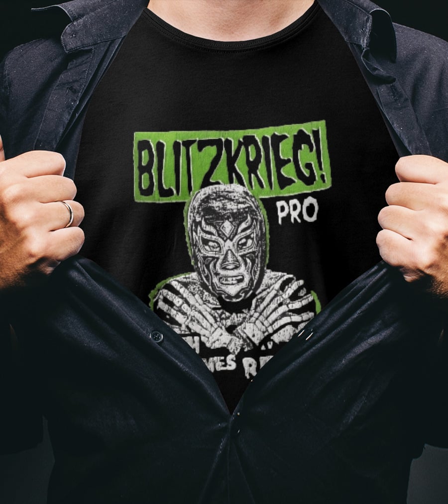 Blitzkrieg Pro Death Comes Ripping Masked Luchador Skeleton T-Shirt