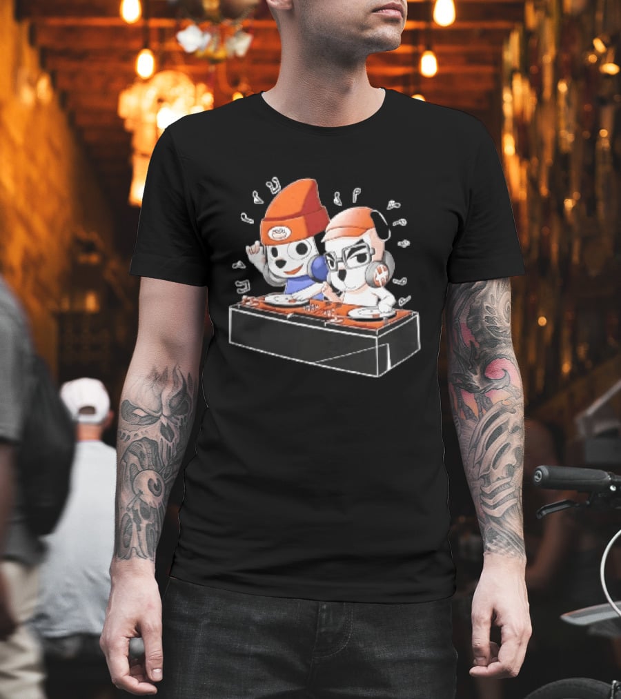 Parappa The Rapper DJ KK Animal Crossing Turntables Music Notes Collaboration T-Shirt