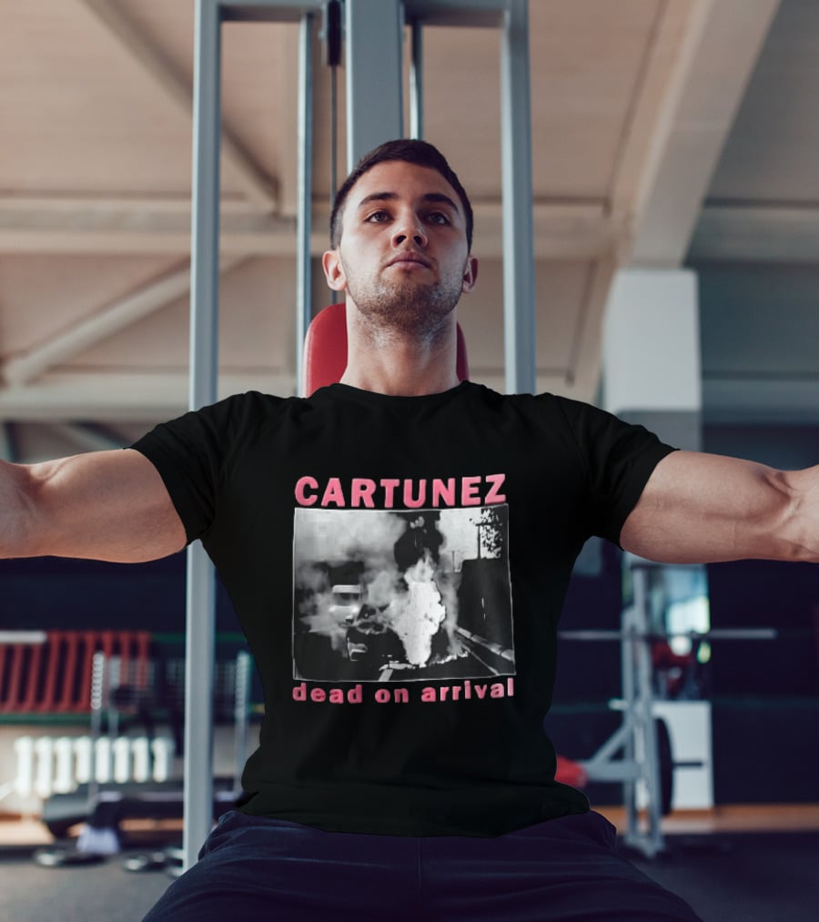 CARTUNEZ Dead On Arrival Burning Car Smoke Fire Street Scene T-Shirt