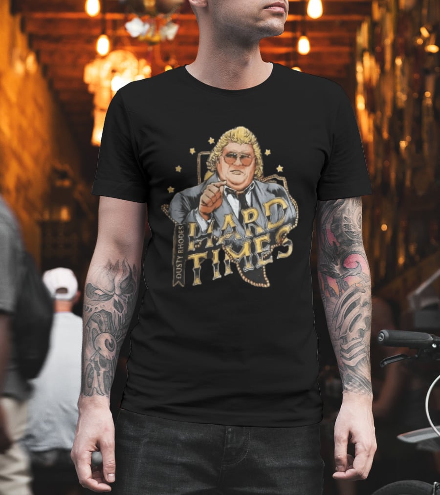 Dusty Rhodes Hard Times Wrestler Pointing Suit Sunglasses Stars T-Shirt