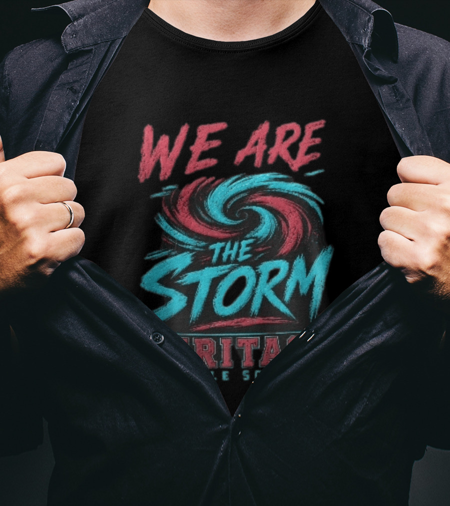 We Are The Storm Heritage Middle School Distressed Red Cyan Vortex T-Shirt