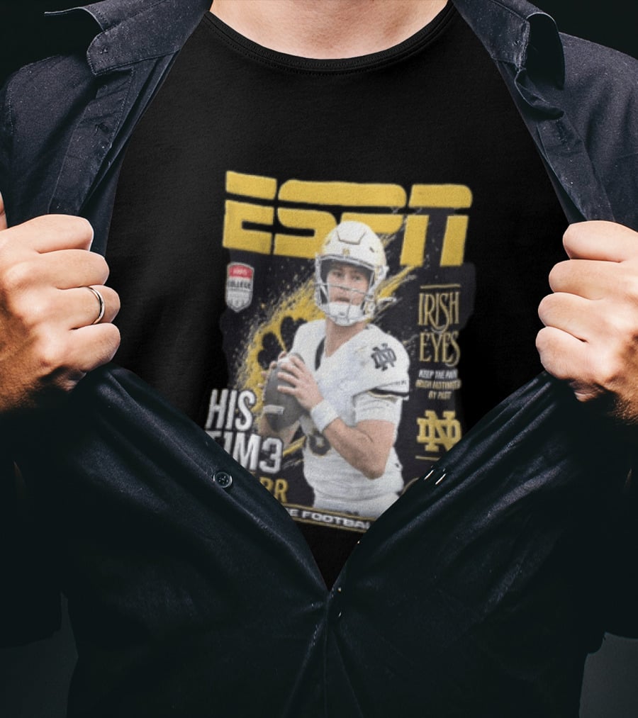 ESPN His Time CJ Carr Notre Dame Irish Eyes College Football Preview 2026 T-Shirt