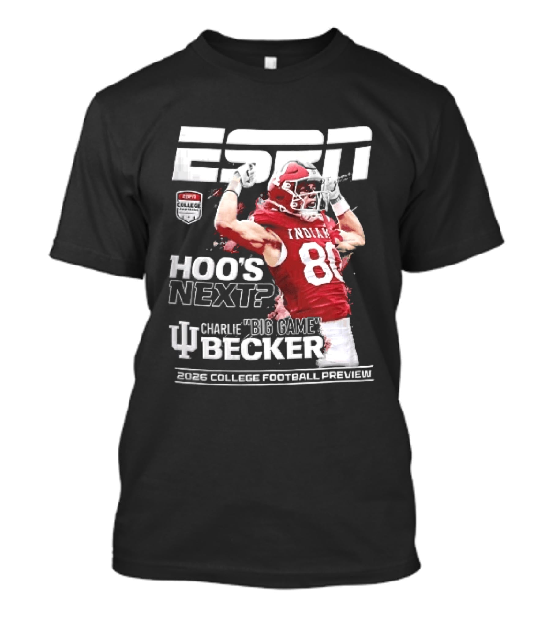 ESPN Indiana Hoosiers Football Hoos Next Charlie Becker 2026 Player Preview T-Shirt