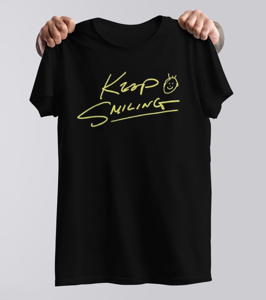 Ke Huy Quan Keep Smiling Handwritten Yellow Text With Smiley Face T-Shirt