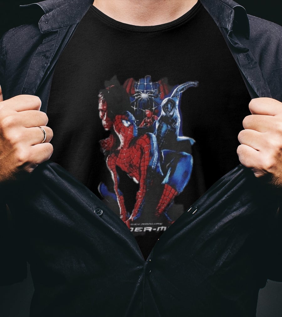 Tobey Maguire Spider Man 3 Red Black Suit Superhero Collage T-Shirt