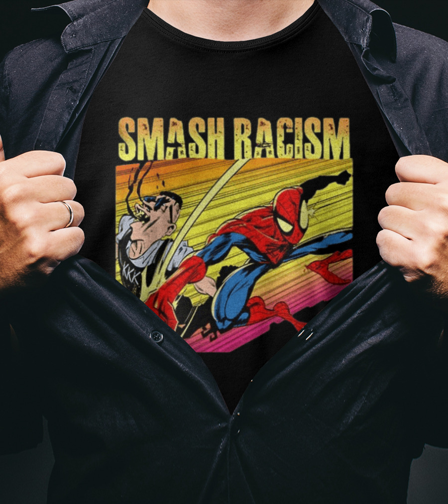 Spider Man Smash Racism Comic Protest Message T-Shirt