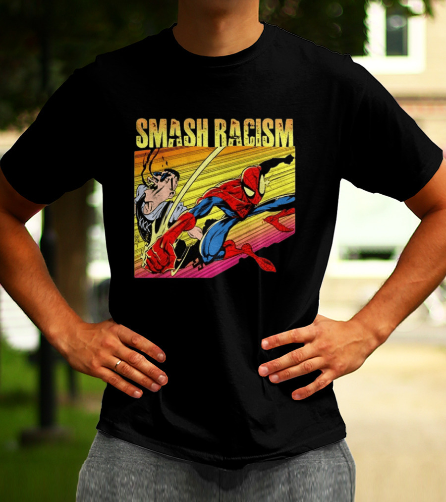 Spider Man Smash Racism Comic Protest Message T-Shirt