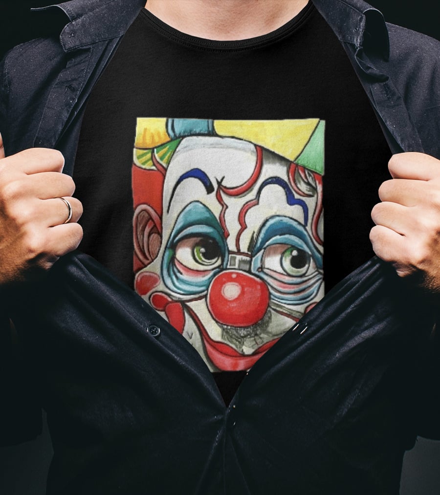 Viktor Clown With Red Nose And Green Eyes Caricature Painting T-Shirt
