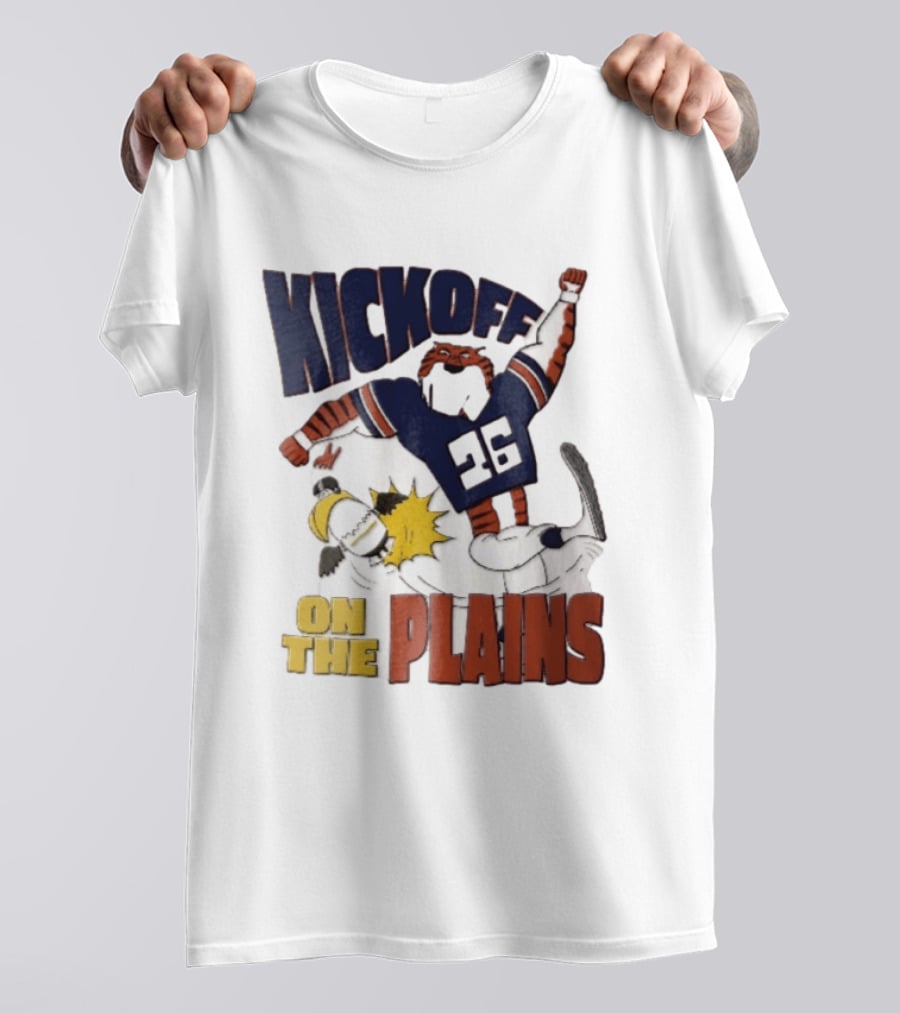 Kickoff On The Plains Auburn Tigers Southern Miss Cartoon Kicking Eagle T-Shirt