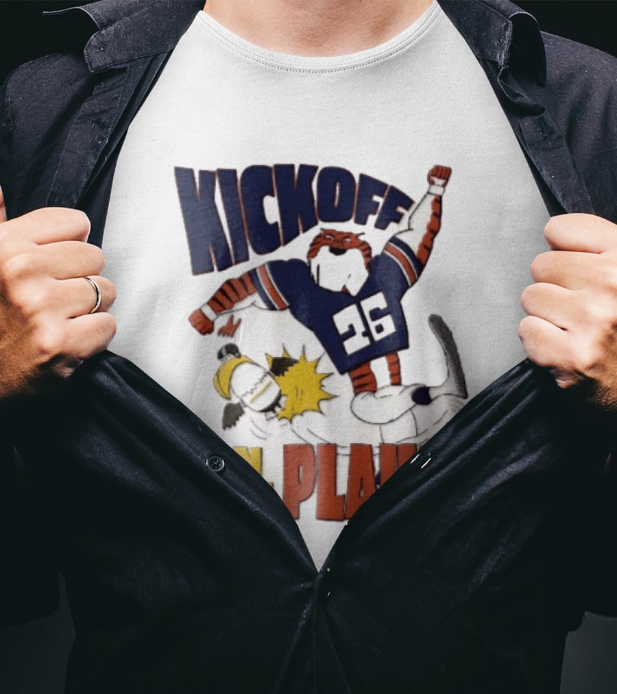Kickoff On The Plains Auburn Tigers Southern Miss Cartoon Kicking Eagle T-Shirt
