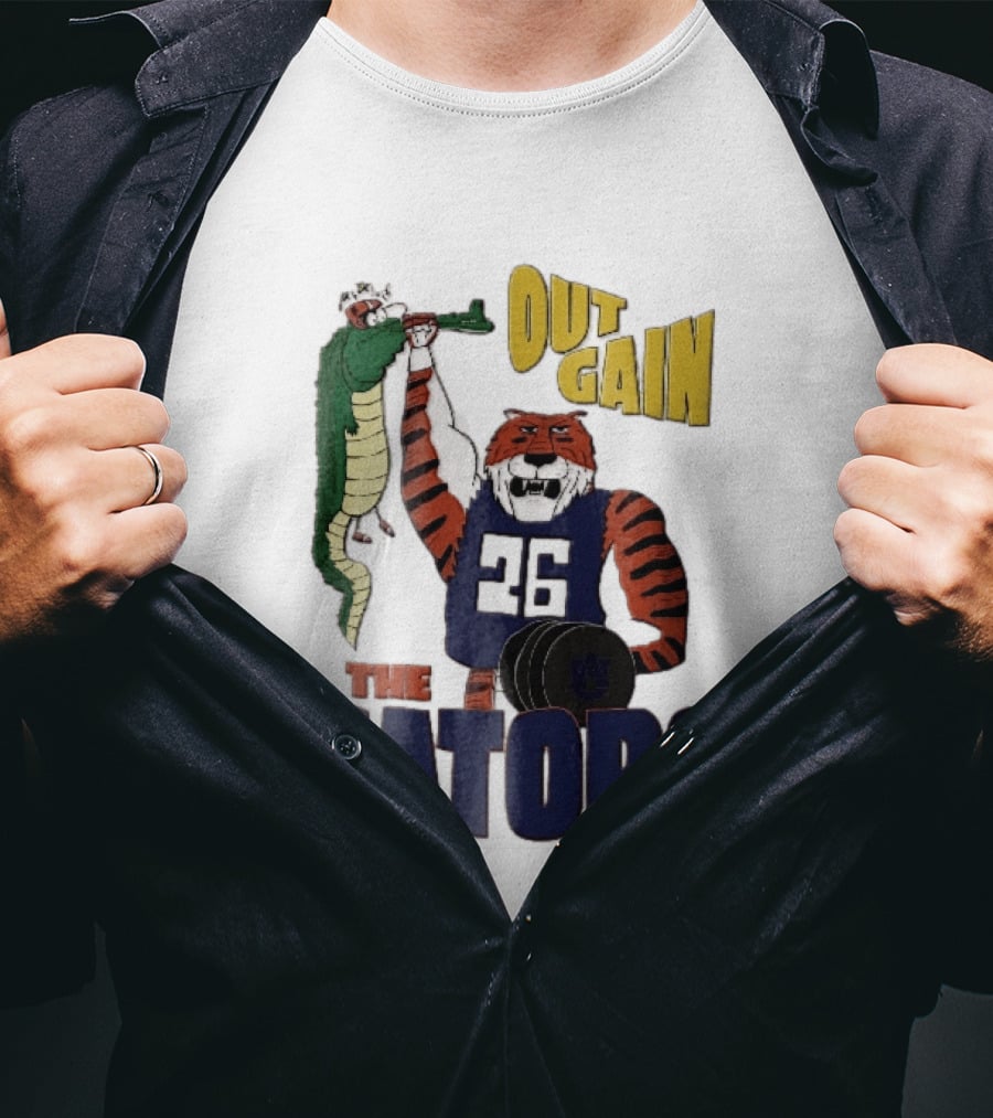Auburn Tigers Out Gain The Gators Cartoon Weightlifting Alligator NCAA T-Shirt