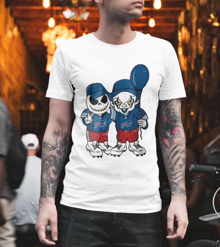 Buffalo Bills Skeleton Clown Duo With Balloon NFL Team Spirit T-Shirt
