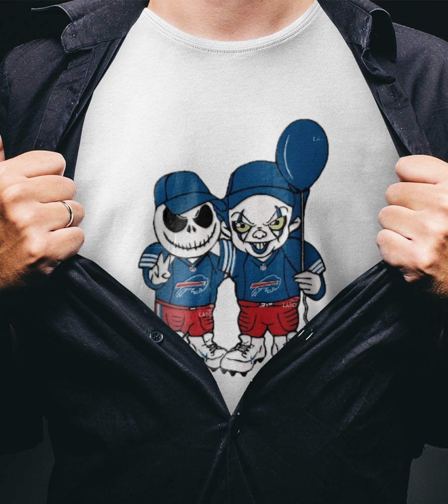 Buffalo Bills Skeleton Clown Duo With Balloon NFL Team Spirit T-Shirt