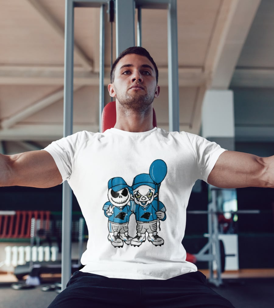Carolina Panthers Jack Skellington Pennywise Blue Balloon Cartoon T-Shirt
