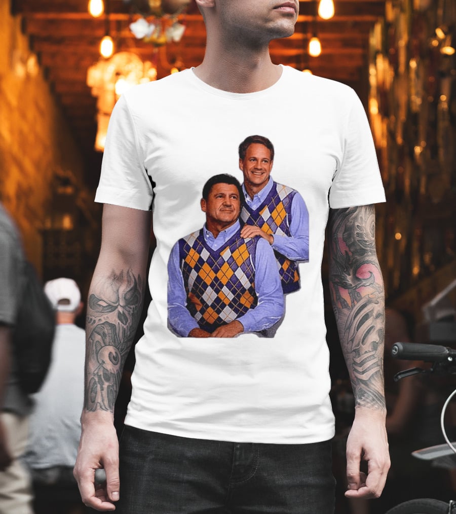 LSU Tigers Ed Orgeron Vs Kim Mulkey Argyle Sweater Coaches T-Shirt