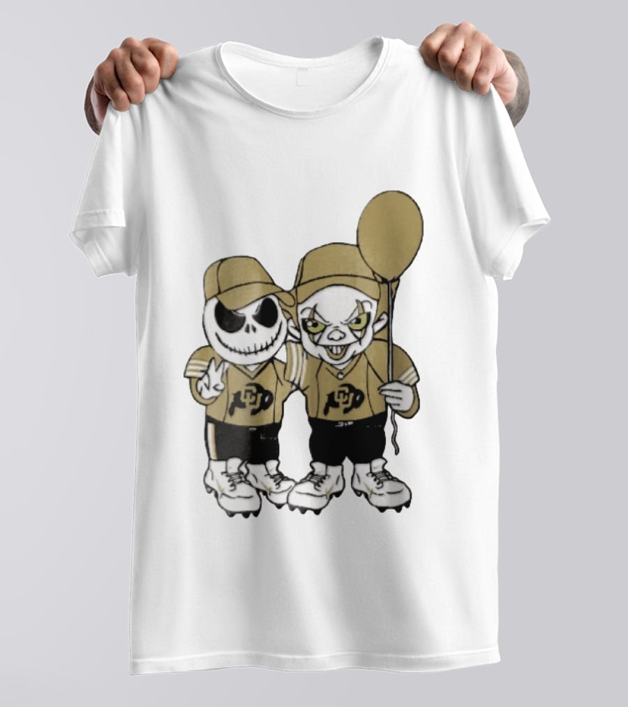 Colorado Buffaloes NCAA Jack Skellington Clown With Balloon Football T-Shirt
